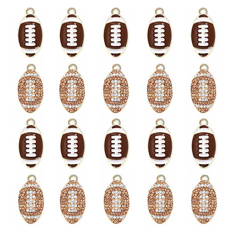 20PCS Sports Charms Enamel Basketball Baseball Pendant Charms for Jewelry Making Rhinestone Ball Game Softball Charms for Necklace Bracelet Earrings DIY Crafts