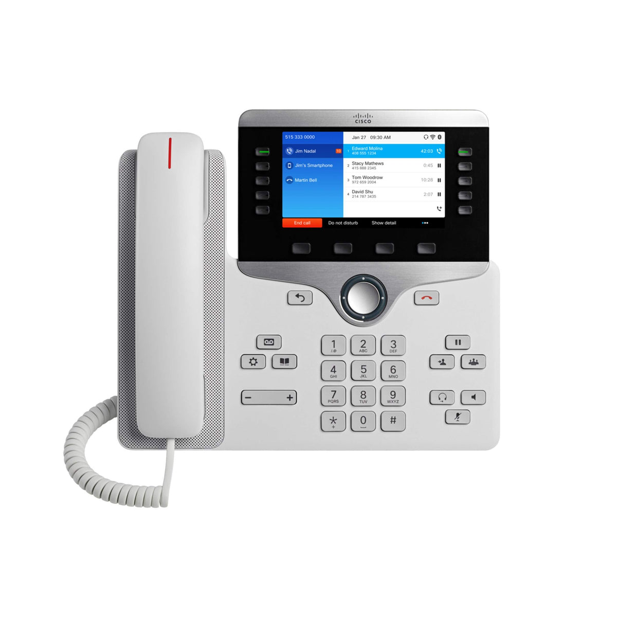 Cisco IP Business Phone 8861, 5-inch WVGA Color Display, Gigabit Ethernet Switch, Class 4 PoE, WLAN Enabled, 2 USB Ports, 10 SIP Registrations, 1-Year Limited Hardware Warranty (CP-8861-K9=)
