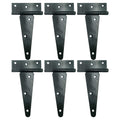 HLMOptimo Heavy Duty T Hinge Tee Hinge T Strap Hinge Shed Hinge Gate Hinge Barn Hinge Fence Hinge Door Hinge Wrought Rustproof All Size Black (6 pcs, 6 inch
