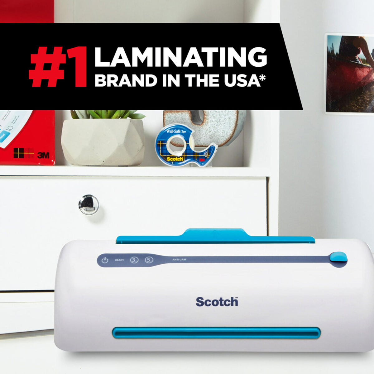 Scotch PRO TL906 Thermal, Laminator Machine, 1 Laminating Device, White/Blue, Laminate Recipe Cards, Photos, Documents, for Home, Office, or School Supplies, 9 in