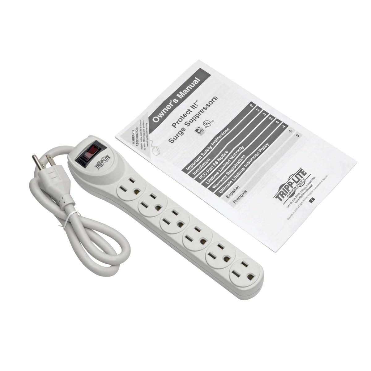 Tripp Lite Protect It! TLP602 Surge Protector 6-Outlet Home Computer 180 Joules
