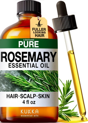 KUKKA Rosemary Essential Oils - 4 Fl Oz - for Hair, Skin, Diffuser, Aromatherapy & DIY Soap Making Scent