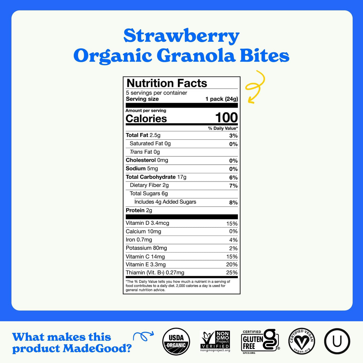 MadeGood Organic Strawberry Granola Minis, 5ct x 0.85oz