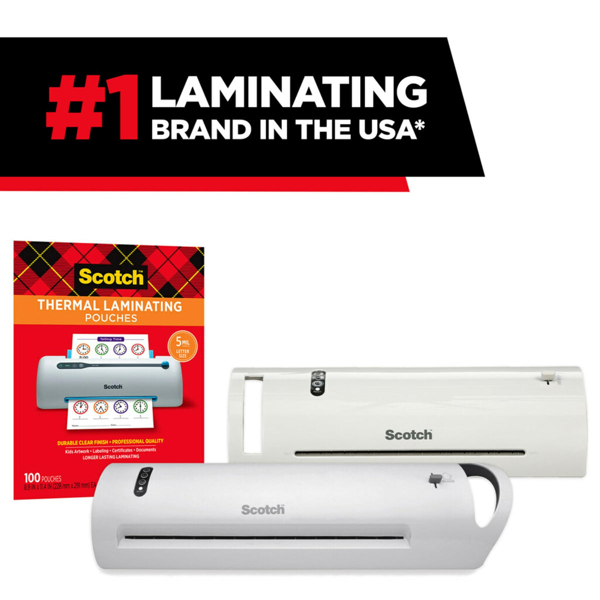 Scotch Thermal Laminating Pouches, for Use with Thermal Laminators, 8.9 x 11.4 Inches, Letter Size Sheets, 100-Pack