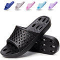 Xomiboe Shower Shoes Men Shower Slippers Women Non Slip Flip Flops Bathroom for College Dorm Room Essentials Sandals Slides With Holes Students Boys Girl Gym (Black,EU44-45)