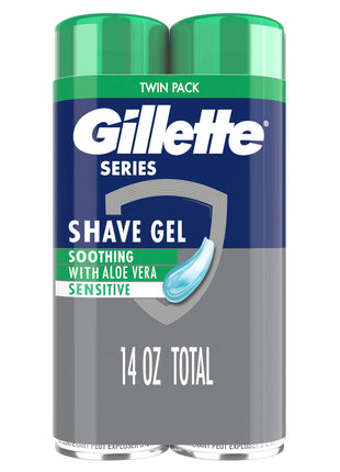 Gillette Series 3X Action Shave Gel, Sensitive Twin Pack, 7 Oz (Pack of 2)