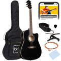 Best Choice Products 41in Beginner Acoustic Guitar Full Size All Wood Cutaway Guitar Starter Set w/Case, Strap, Capo, Strings, Picks - Black