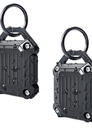 Dovick- Waterproof Airtag Keychain Holder Case,Screw Full Cover Compatible with Apple Air Tag Tracker Key Ring (Black 2Pack)