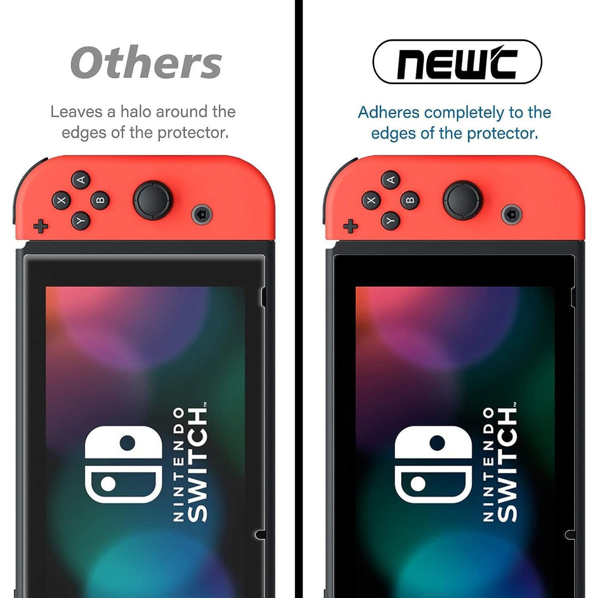 NEW'C 3 Pack Designed for Nintendo Switch Screen Protector Tempered Glass, Case Friendly Anti Scratch Bubble Free Ultra Resistant