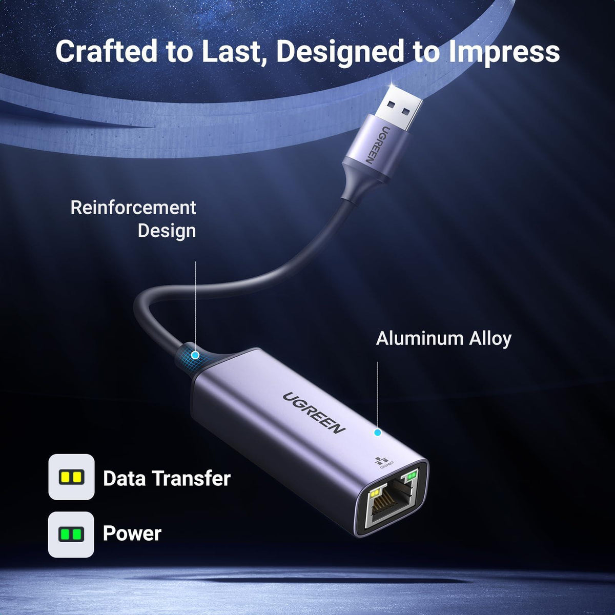UGREEN USB to Ethernet Adapter, Plug and Play Ethernet Adapter, Aluminium Shell, 1Gbps Gigabit RJ45 to USB 3.0 Network Dongle, Compatible with Nintendo Switch, Laptop, MacBook, Surface Pro, Windows