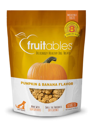 Fruitables Baked Dog Treats, Healthy Pumpkin Treat for Dogs, Low Calorie & Delicious, No Wheat, Corn or Soy, Made in the USA, Pumpkin and Banana Flavor, 7oz
