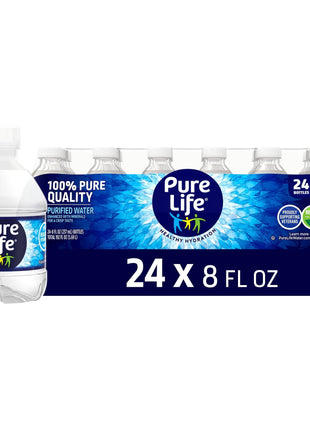Pure Life Purified Bottled Water, 24 Pack - Still Drinking Water Enhanced with Minerals for a Crisp Taste - 8 Fl Oz - Toy Story 5 Packaging Graphics