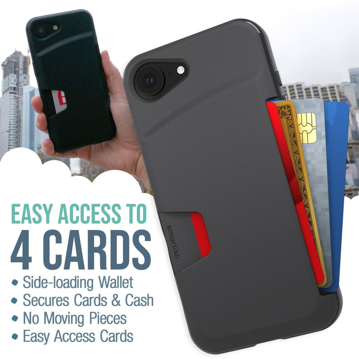 Smartish® iPhone 16 Pro Wallet Case - Wallet Slayer Vol. 1 [Slim + Protective] Credit Card Holder - Drop Tested Hidden Flip Card Slot Cover Compatible with Apple iPhone 16 Pro - Black Tie Affair