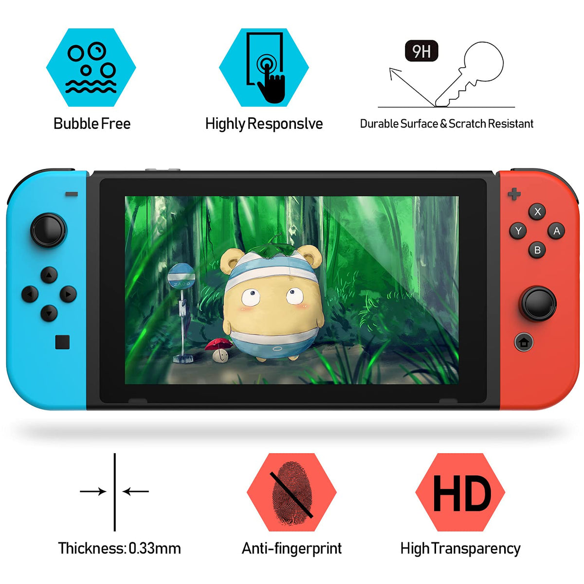 daydayup [3 Pack] Tempered Glass Screen Protector Compatible with Nintendo switch - Transparent HD Clear Anti-Scratch Screen Protector Skin Set for Nintendo Switch