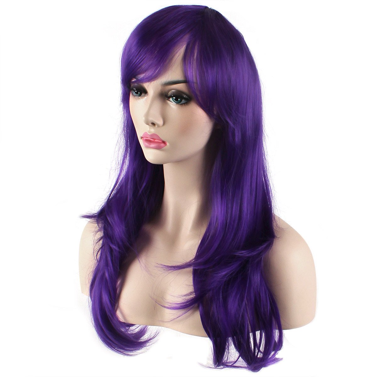 Akstore 28 inch Fashion Wigs Long Wavy Curly Hair Cosplay Wig (Purple)