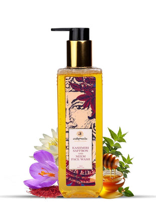 Ashpveda Natural Radiant Kashmiri Saffron and Neem Ayurvedic Herbal Face Wash for Daily Skin Exfoliation and Brightening | Face Cleanser, Chemical Free Face Wash (100 ml)