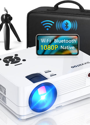 Native 1080P Projector with WiFi and Two-Way Bluetooth, Full HD Movie Projector for Outdoor Movies, 300" Display Projector 4k Home Theater, Compatible with iOS/Android/PC/XBox/PS4/TV Stick/HDMI/USB