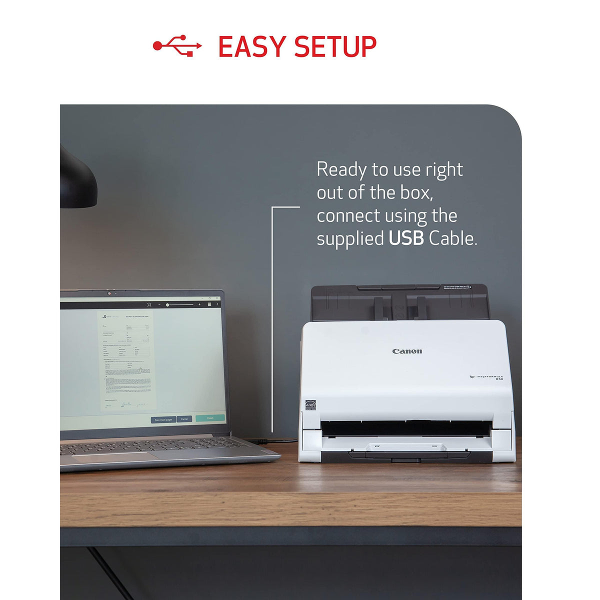 Canon imageFORMULA R30 - Office Document Scanner, Auto Document Feeder, Duplex Scanning, Plug-and-Scan Capability, No Software Installation Required