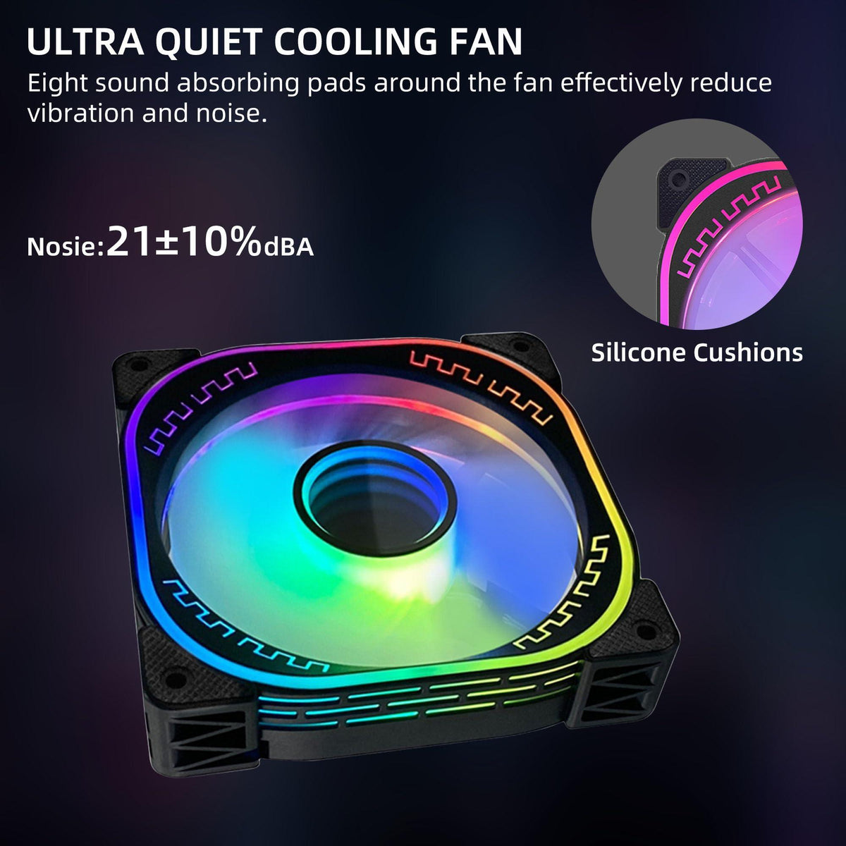 120mm RGB PC Case Fans 3 Pack with Adjustable Color Controlled by Remote - 12V Quiet Gaming Computer LED CPU Cooler Chassis Fans Black