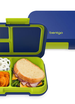 Bentgo Pop Leak-Proof 3-4 Compartment Bento-Style Lunch Box | For Kids Ages 8+ & Teens, 5-Cup Capacity, Removable Divider, Microwave & Dishwasher Safe, BPA-Free (Navy Blue/Chartreuse)