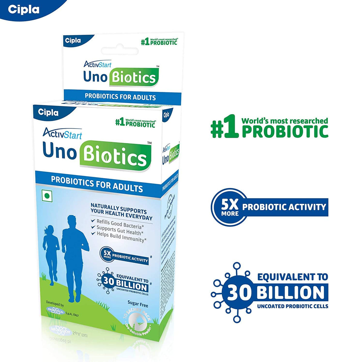 Cipla Activstart Unobiotics With Probiotic Activity | Helps Build Immunity | Probiotics for Adults - 10 Sachets