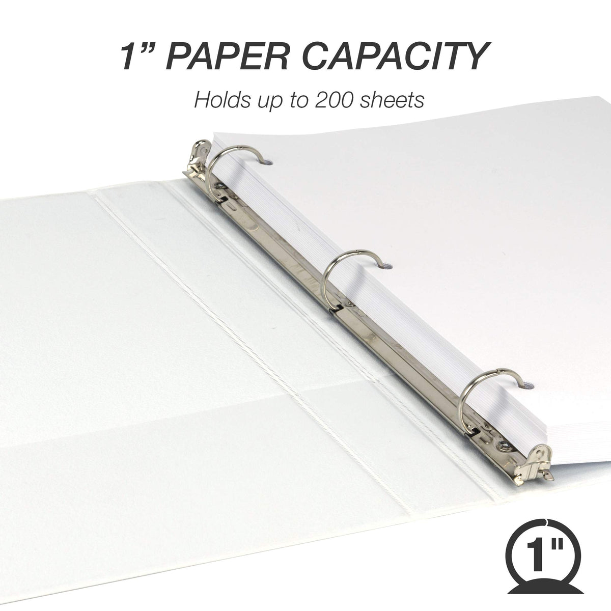 Samsill Durable 1 Inch Binder, Made in the USA, Round Ring Customizable Clear View Binder, White, 8 Pack (S88437)