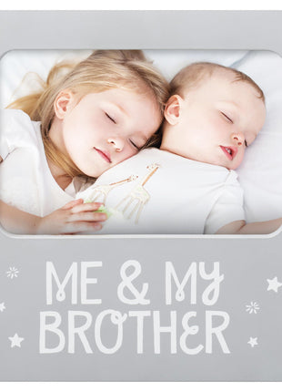 Me and My Brother Picture Frame, Sibling Keepsake, Ideal for Brothers or Sisters, Baby Showers and Gender Neutral Nursery Decor, Gray