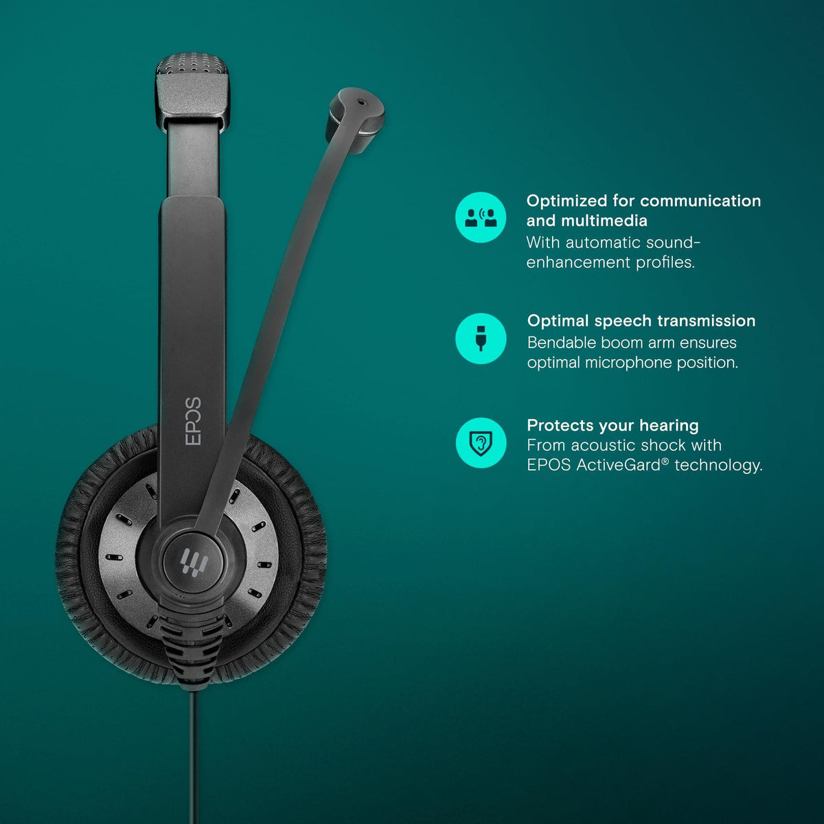 Sennheiser SC 75 USB MS (507086) - Double-Sided Business Headset | For Skype for Business, with Mobile Phone, Tablet, Softphone, and PC | HD Sound & Noise-Cancelling Microphone (Black)