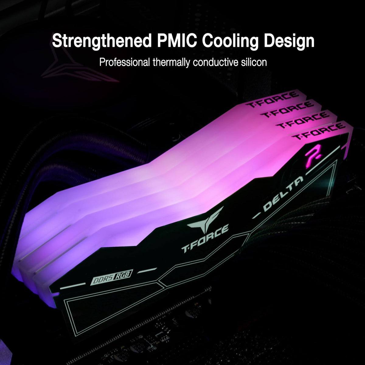 TEAMGROUP T-FORCE DELTA RGB DDR5 Ram 32GB (2x16GB) 6000MHz PC5-48000 CL30 Intel XMP 3.0 AMD Expo Compatible Desktop Memory Black FF3D532G6000HC30DC01