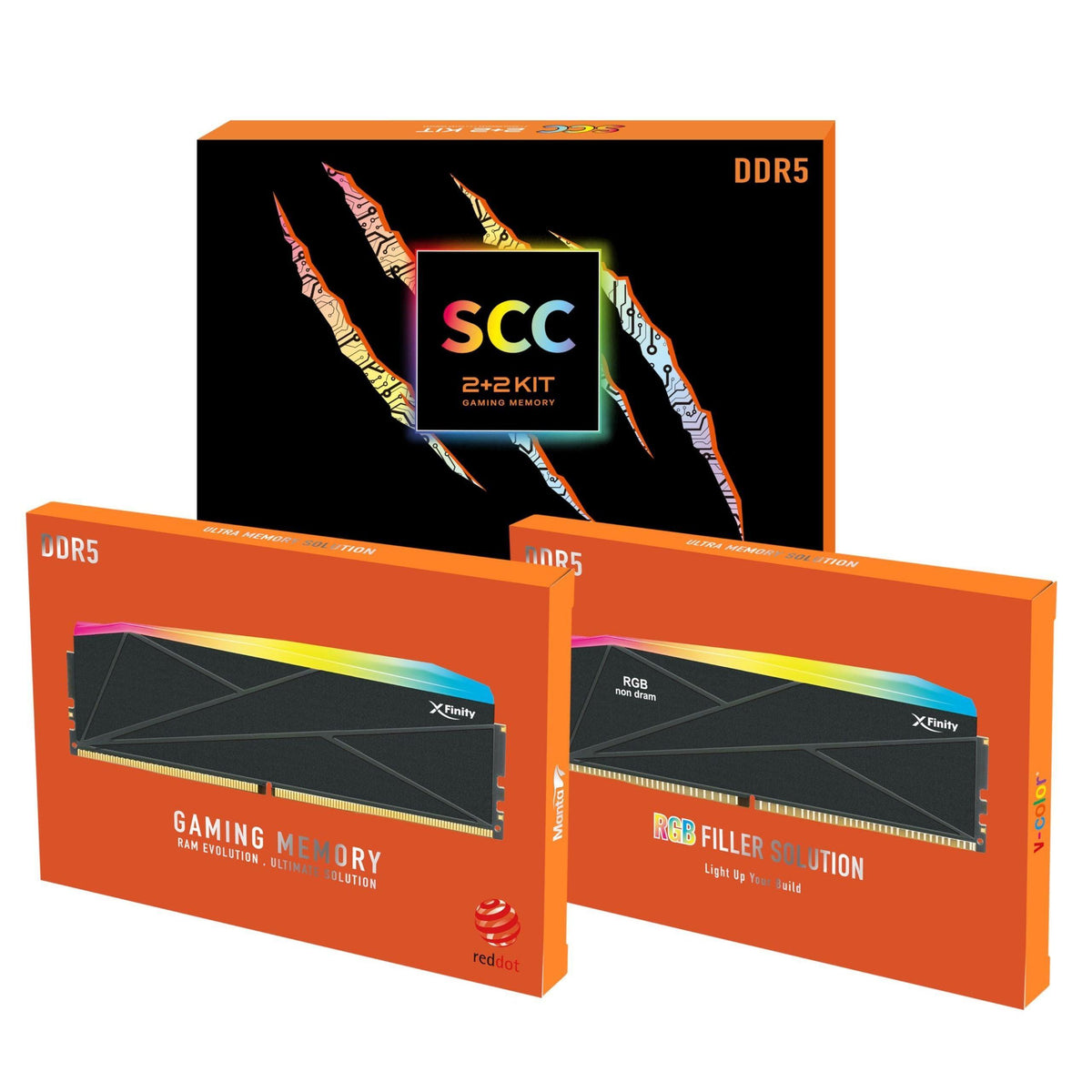 V-Color DDR5 SCC 2+2 KIT Manta XFinity 48GB(24GBx2) 8200MHz CUDIMM with RGB Filler kit CL40 1.4V RGB Gaming Desktop Upgrade RAM Memory Module - Black/Silver (TMXFCL2482840KS-DK)