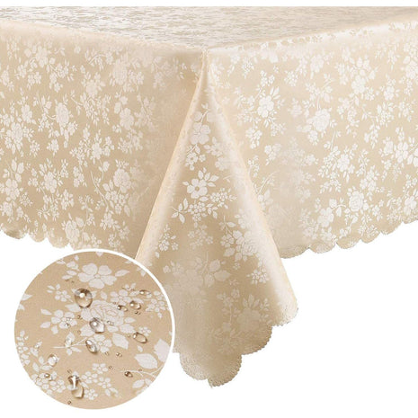 Smiry Rectangle Table Cloth, Waterproof Heavy Duty Vinyl Tablecloths, Wipeable Washable Table Cover for Kitchen and Dining Room (Beige, 60 inch x 84 inch)