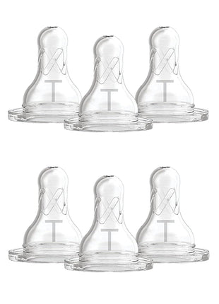 Dr. Brown's Natural Flow Level T Narrow Baby Bottle Nipple, Newborn Slow Flow, 0m+, 100% Silicone, 6-Pack