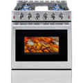 30 inch Gas Range Oven Gas Range Stove Convection Oven Stainless Steel Freestanding 5.56 cu.ft.4 Burners 42000BTU Large 3 Layers Tempered Glass Door Heavy Duty