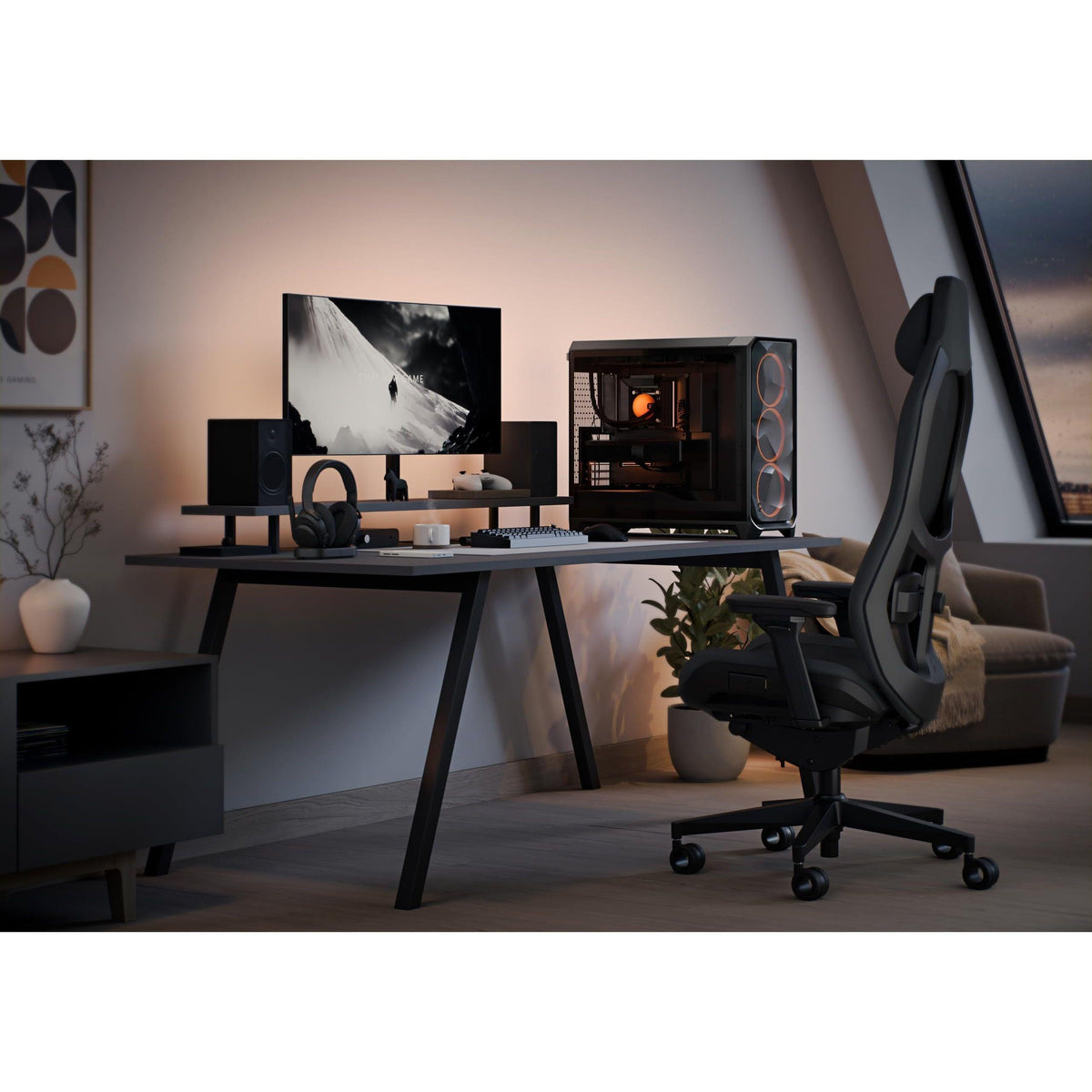 Fractal Design Meshify 3 XL Black RGB Tempered Glass Light Tint - High Airflow PC Gaming Case - Mesh Front Panel - Three ARGB Momentum 14 Gen 2 Fans Included - Spacious Interior - GPU up to 512mm