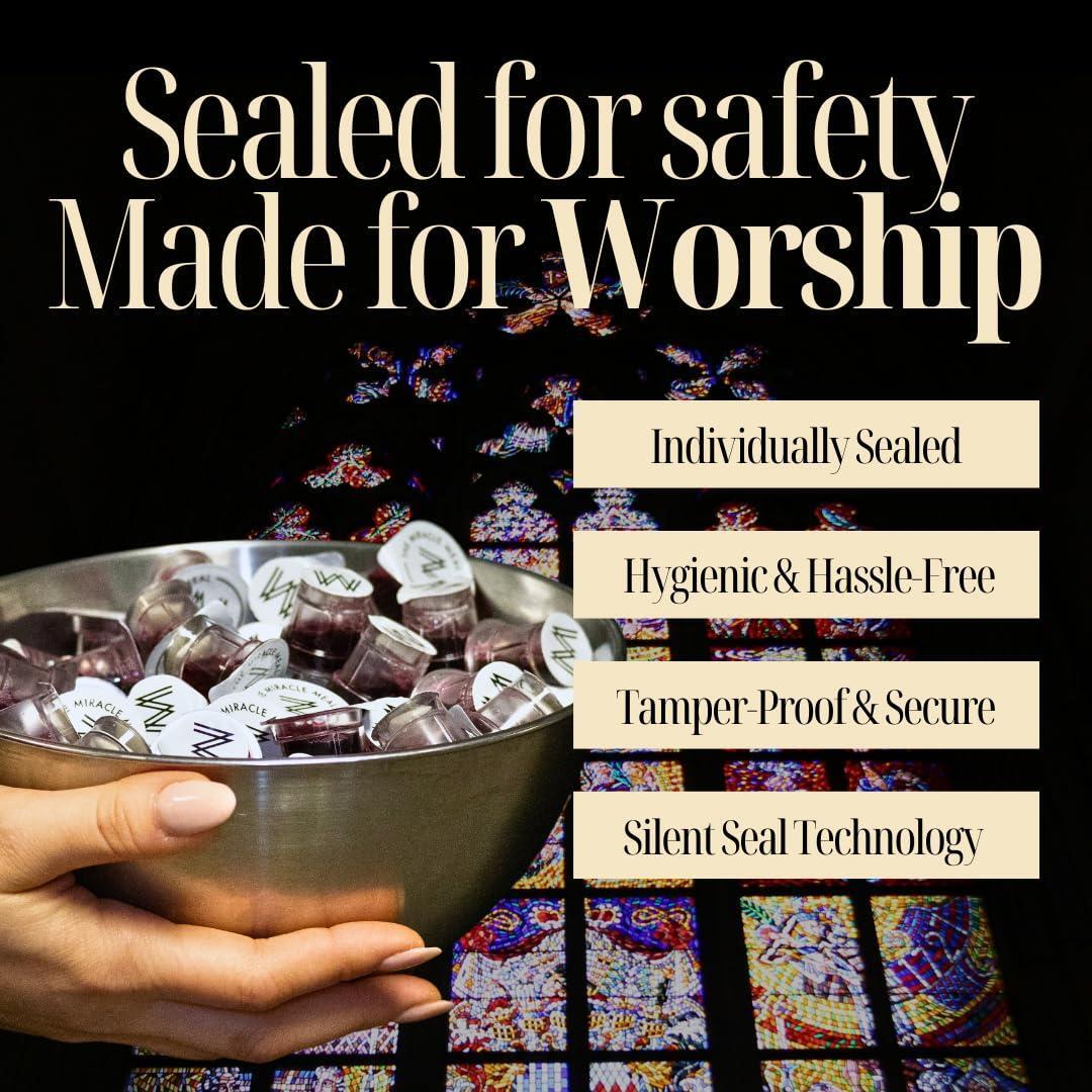 MM Pre Packaged Communion Plus Cups | Box of 100 with juice and wafer | by The Miracle Meal