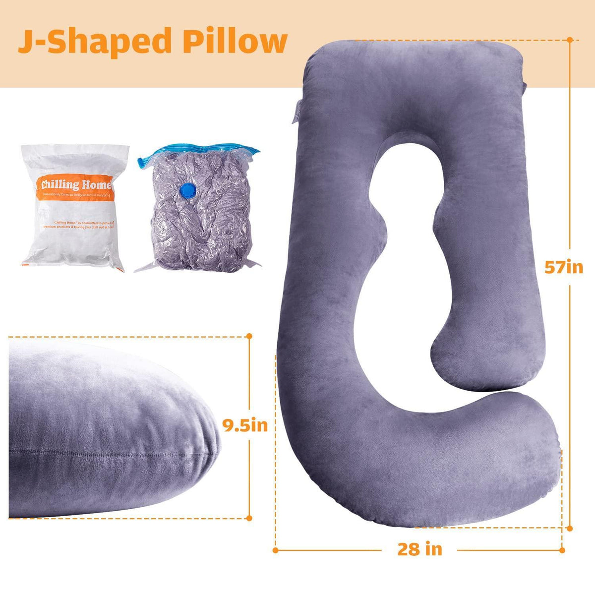 Chilling Home Pregnancy Pillow, U Shaped Full Body Maternity Pillow 58 inch, Pregnant Women Must Haves Pregnancy Pillows for Sleeping with Removable Cover