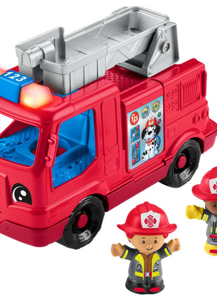 Fisher-Price Little People Fire Truck Toddler Toy | Push-Along Vehicle, Lights, Music & Sounds, 2 Figures, Preschool Kids Ages 1+ Years