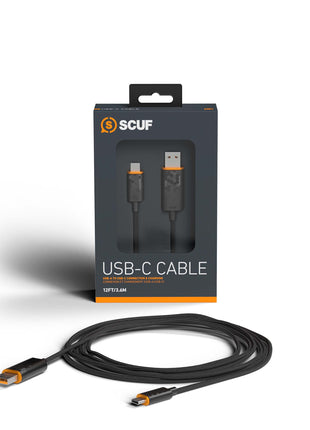 SCUF Braided USB-C Cable - Black 6 feet / 2 Meters USB Type C Connection and Charging for Xbox Controllers, PS5 Controllers, and Smart Phones - Xbox Series X;