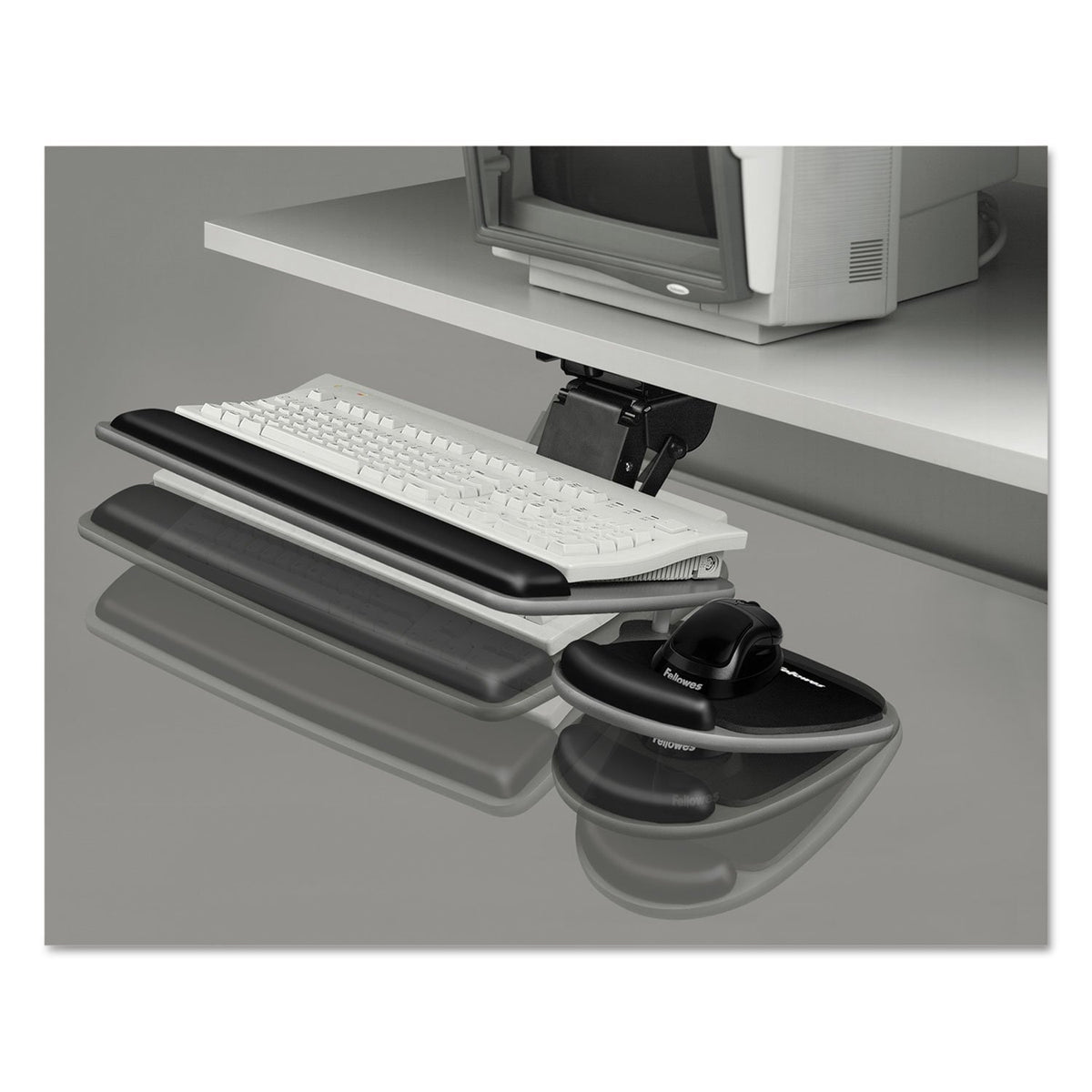 Fellowes 93841 Keyboard Tray, Gel Rest, 30-1/2-Inch x20-Inch x4-1/2-Inch, Graphite/Black