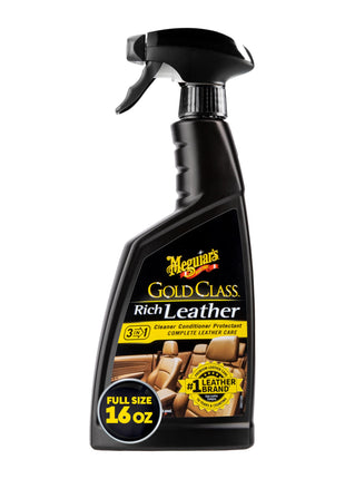 Meguiar's Gold Class Rich Leather Cleaner and Conditioner 3-in-1 Spray, Non-Greasy Car Leather Cleaner and Conditioner Treatment with Advanced UV Protection, 15.2 Oz Spray Bottle