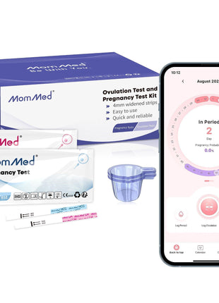 MomMed Ovulation Test Strips, Ovulation and Pregnancy Tests (LH50-HCG20), Includes 50 Ovulation Tests and 20 Pregnancy Tests with 70 Urine Cups, Accurately Track Ovulation and Detect Early Pregnancy