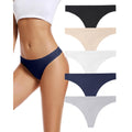 voenxe Seamless Women Underwear Thongs,No Show Ladies Thong,Invisible No Line Breathable Comfortable Panties Undies,Womens No Seam Soft Wide Gusset Tanga,Legging Underpants for Woman 5-Pack