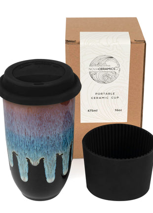 NOVA CERAMICS Coffee Tumbler – Travel Mug - On the Go Coffee Mug – Microwave & Dishwasher Safe Green Coffee Tumbler - Gifts For Women Men Him Her – 16oz – Monsoon