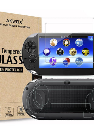 2 Front+2 Back Covers Screen Protectors Compatible with Sony PlayStation Vita 1000, (4-Pack) 9H Tempered Glass Front Screen Protector and HD Clear PET Back Screen Protective Film