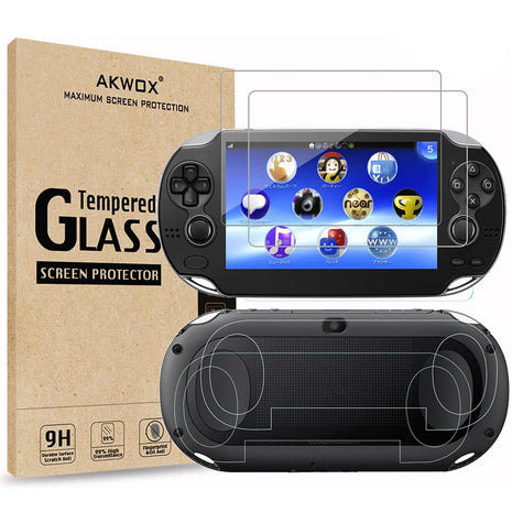 2 Front+2 Back Covers Screen Protectors Compatible with Sony PlayStation Vita 1000, (4-Pack) 9H Tempered Glass Front Screen Protector and HD Clear PET Back Screen Protective Film