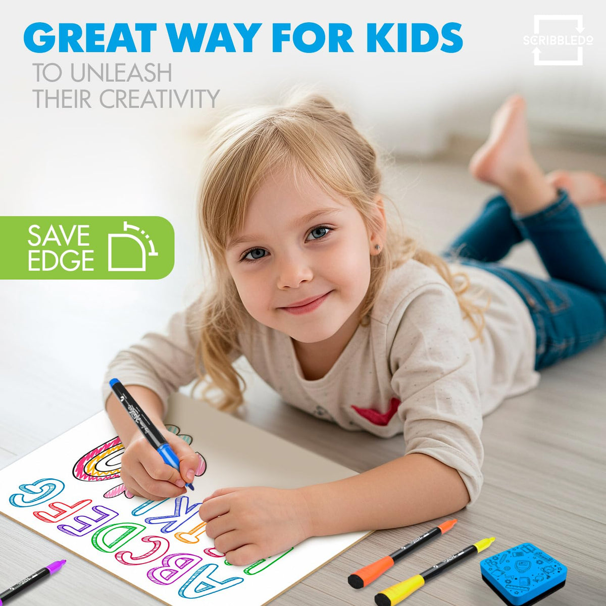 Scribbledo 6 Pack Small White Board Dry Erase Boards Classroom Pack Mini White Boards 9" x12” Personal Whiteboards for Students Teachers School Supplies Lapboards l 6 Mini Whiteboard Erasers Included