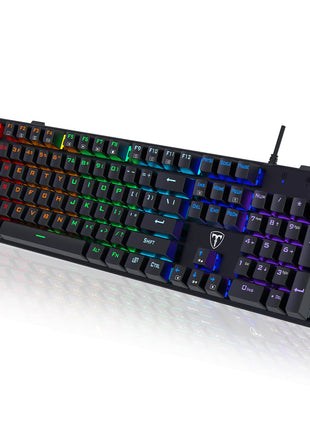 RisoPhy Mechanical Gaming Keyboard, RGB 104 Keys Ultra-Slim LED Backlit USB Wired Keyboard with Blue Switch, Durable Abs Keycaps/Anti-Ghosting/Spill-Resistant Computer Keyboard for PC Mac Xbox Gamer