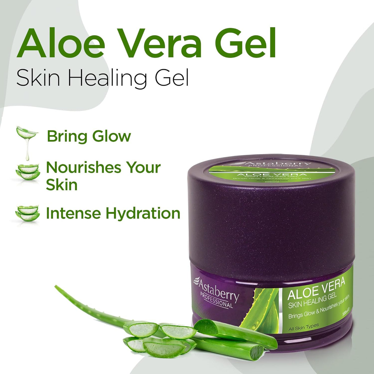 ASTABERRY Professional Aloe Vera Skin Healing Gel For Removes Sunburns 500ml- Removes spots from the skin & rashes | Reduces itchiness & irritation of the skin | Soothes your skin