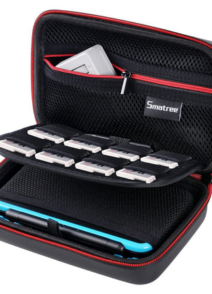 Smatree Carrying Case for Nintendo 3DS XL/2DS XL, Hard Protective Shell Travel Case for Nintendo New 3DS - Super NES Edition - Black/Red