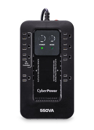 CyberPower EC550G Ecologic UPS Battery Backup and Surge Protector | Surge Protector, 550VA/330W, 8 Outlets, ECO Mode, UL Certified
